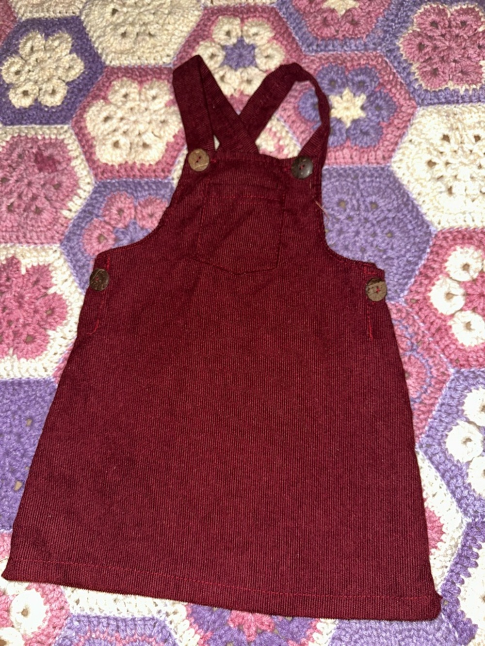 Emma & Elsa Burgundy Corduroy Pinafore - Toddler